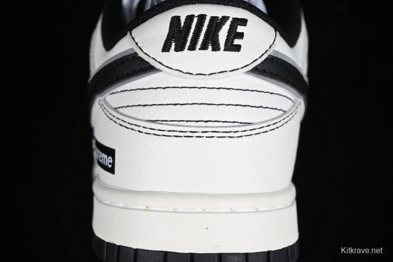 Nike Supreme x SB Dunk Low Casual Skate Shoes in Black and Beige - RM2308-237