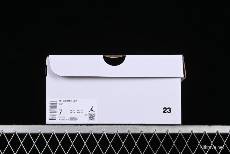 Nike Air Jordan 1 Low "Black Croc" Casual Sneakers with Crocodile-Embossed Leather - HJ7743-010