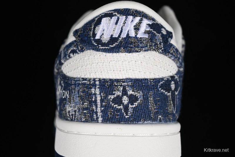 Nike SB Dunk Low LV Collaboration - Camo Mesh Anniversary High-End Custom Low-Top Casual Skate Shoes - JH8040-942