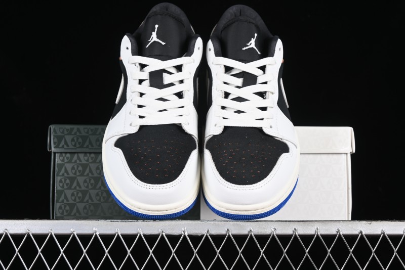 Nike Air Jordan 1 Low "Quai 54" Casual Sneakers in White Black Blue - HQ0764-001