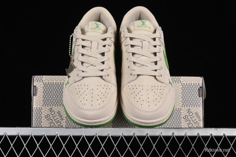 Nike SB Dunk Low LV Collaboration - Emerald City Anniversary High-End Custom Low-Top Casual Skate Shoes - XB3802-345