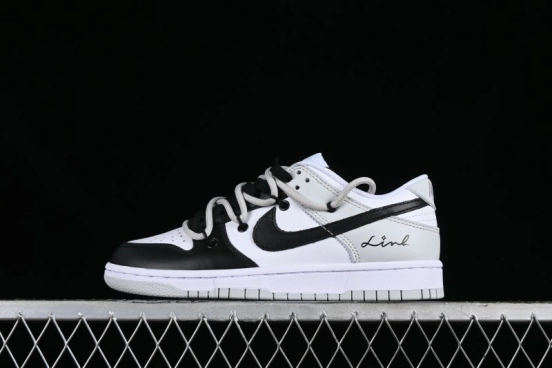 Nike Dunk Low Leather Letter High Street Deconstructed Black Grey SB Strap Low Top Casual Sneakers - DV0831-101