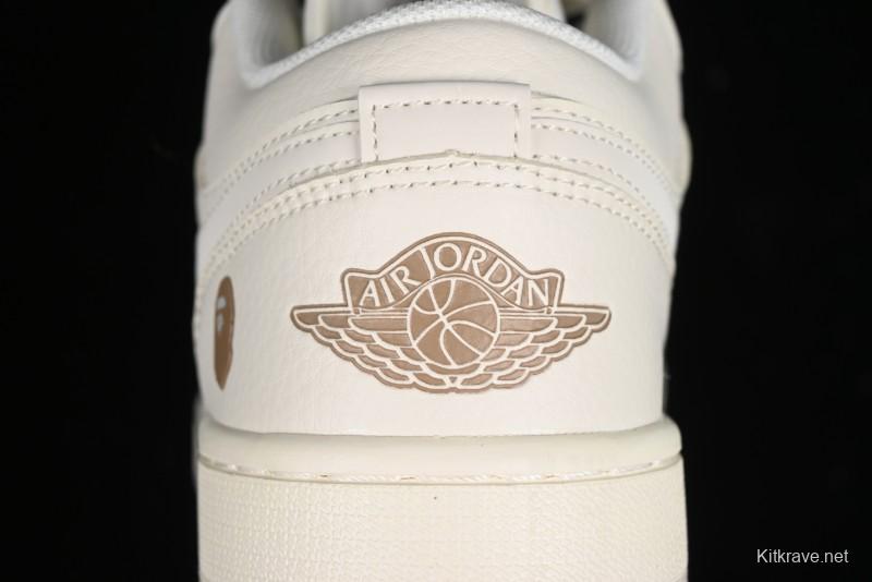 Nike Air Jordan 1 Low AJ1 Bape Collaboration - Pig Eight Patchwork Custom High-End Low-Top Basketball Shoes - LJ6688-002