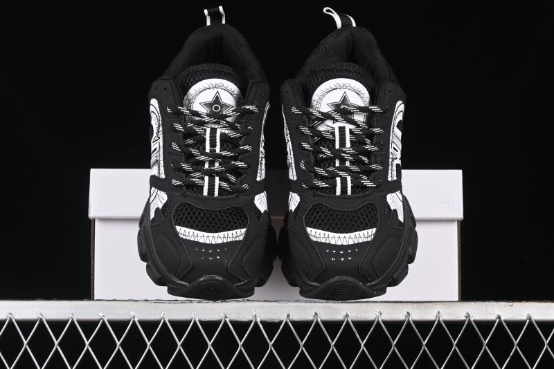 Dior Chrono Round Toe Lace-Up Lifestyle Casual Running Sneakers - 6865 BLACK WHITE