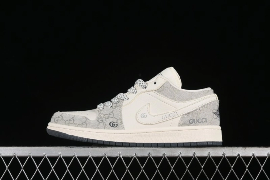 Nike Air Jordan 1 Low Gucci Collaboration - Smoke Grey Pattern High-End Custom Retro Basketball Shoes - DM5688-101