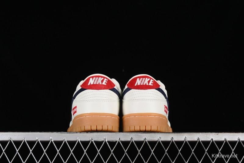 Nike SB Dunk Low Supreme Collaboration - Off White Gum Anniversary Customized Low-Top Casual Skate Shoes - JH8310-945