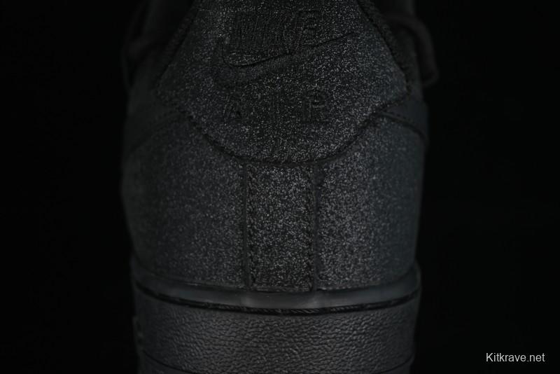 Nike Air Force 1 '07 Low Cleanfit High Street Retro Style All Black Star-Studded Diamond Accents Lace-Up Low-Top Casual Sneakers - ZH0316-030