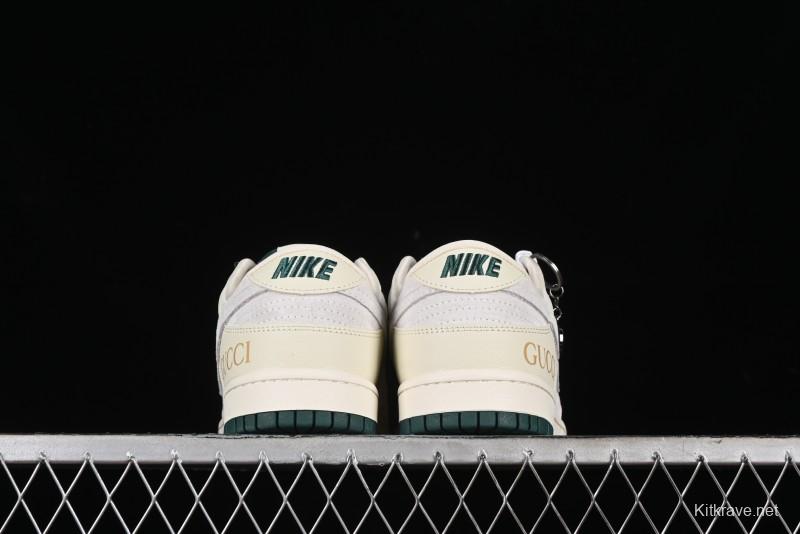 Nike SB Dunk Low Gucci Collaboration - Beige with Yellow Swoosh Anniversary High-End Custom Low-Top Casual Sneakers - DQ1098-390