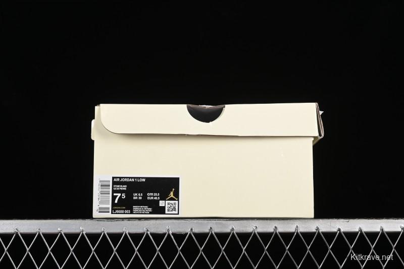 Nike Air Jordan 1 Low AJ1 Stone Island Collaboration - Off White Black Retro Low-Top Basketball Shoes - LJ6688-003