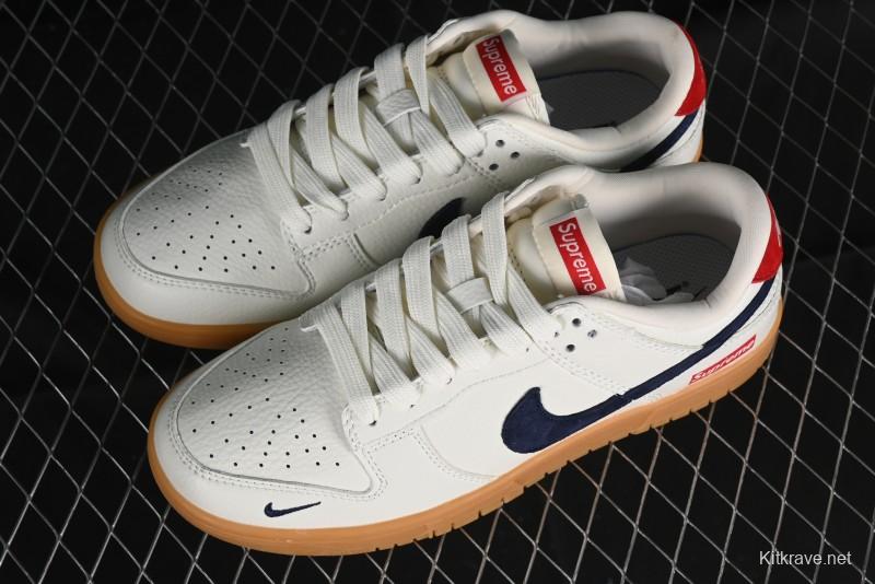 Nike SB Dunk Low Supreme Collaboration - Off White Gum Anniversary Customized Low-Top Casual Skate Shoes - JH8310-945