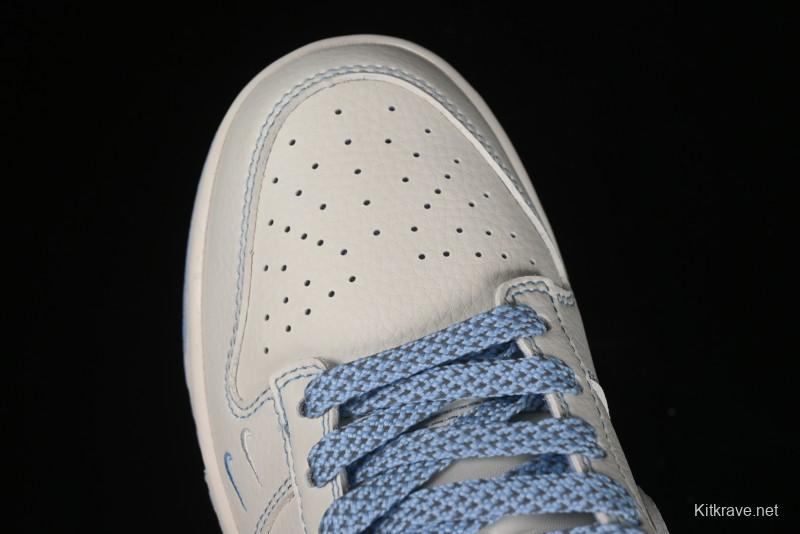 Nike SB Dunk Low Stussy Collaboration - Blue Double Swoosh Anniversary Custom Low-Top Casual Skate Shoes - BB1818-101