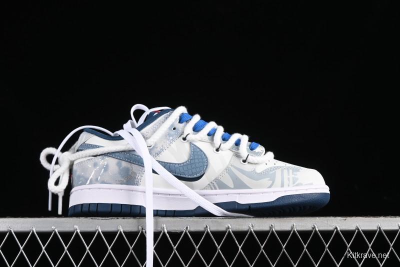 Nike Dunk Low Panda Prank Wave Rider - Silver Blue Shark Low Top Casual Sneakers - DD1391-400