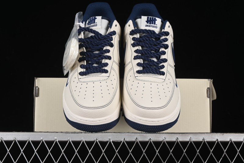 Nike Undefeated x Air Force 1 Low Casual Sneakers in Dark Blue Hemp with Reflective Details - UT2023-205