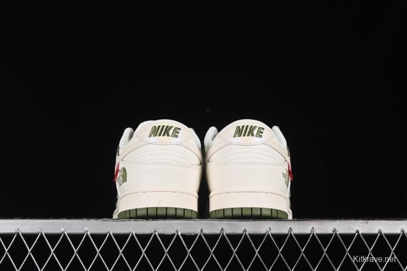 Nike SB Dunk Low Supreme The North Face Collaboration - Beige Green Reflective Swoosh Anniversary Custom Edition Low-Top Casual Skate Shoes - XX2025-638