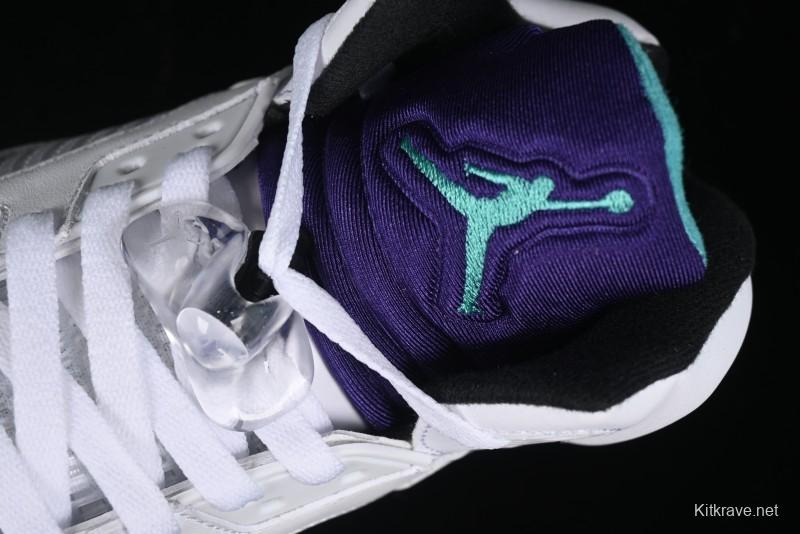 Nike Air Jordan 5 Retro Sneakers in White and Purple Grape Colorway - 136027-108