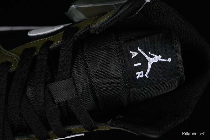 Nike Air Jordan 1 Mid AJ1 Army Green Mid-Top Casual Sneakers - DQ8426-092