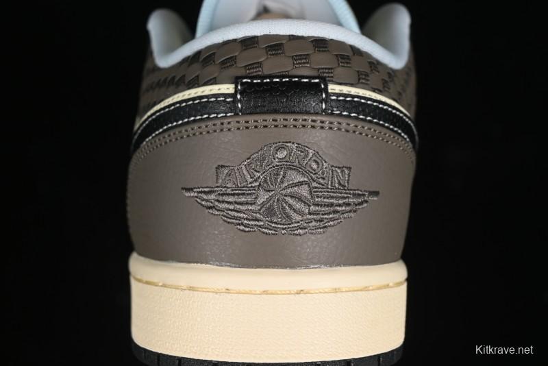 Nike Air Jordan 1 Low "Coconut Milk Black" Casual Basketball Shoes with Contrast Swoosh - HQ3437-101