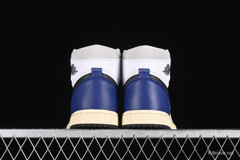 Nike Air Jordan 1 Retro High Basketball Shoes in White Deep Royal Blue - DZ5485-100