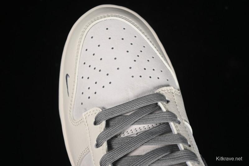 Nike SB Dunk Low Stussy Collaboration - Grey Pigskin Red Tail Anniversary High-End Custom Low-Top Casual Skate Shoes - XY2025-015