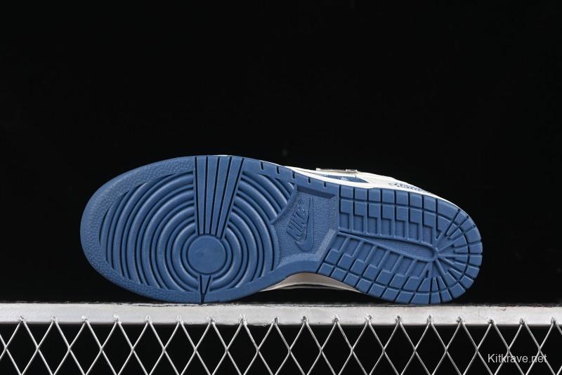 Nike SB Dunk Low LV Collaboration - Beige Blue Print Anniversary High-End Custom Low-Top Casual Skate Shoes - JH8310-954