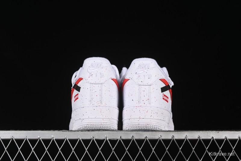 Supreme x Nike Air Force 1 '07 Low Casual Sneakers with Broken Swoosh and Anime-Inspired Spray Paint Design - CU9225-101