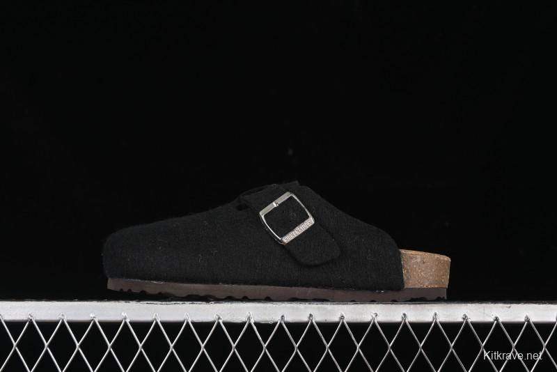 Birkenstock Half Open Toe Sandals with Smokeless Coal Wool Upper - G.D4