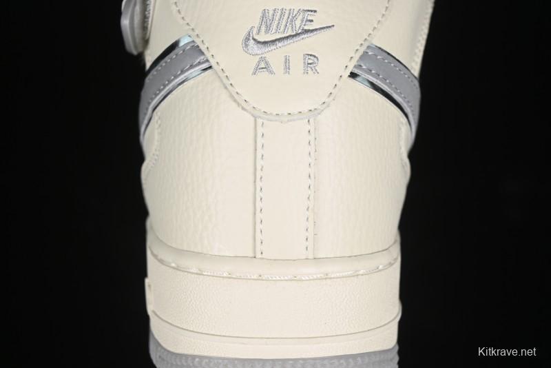 Nike Air Force 1 '07 Mid Casual Sneakers in Light Grey with 3M Reflective Details and Crystal Outsole - XL0236-232
