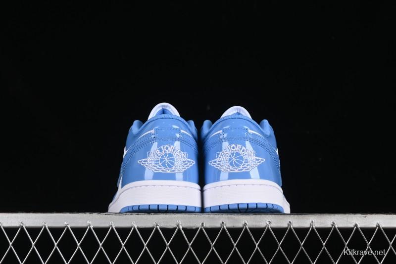 Nike Air Jordan 1 Low AJ1 Patent Leather Blue Casual Sneakers - FZ2138-114