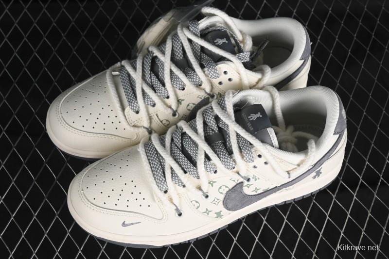 Nike SB Dunk Low Violent Bear Series - Lace-Up Beige with Grey Check - Anniversary Custom Edition Low-Top Casual Skate Shoes - SJ2068-289