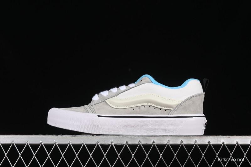 Vans Knu Skool Low-Top Retro Casual Vulcanized Slip-On Shoes in Grey Blue - VN000D6CCCZ