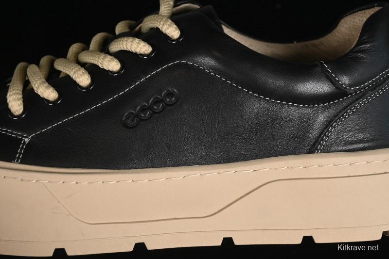 Ecco Street Light Series Autumn Height-Increasing Round-Toe Versatile Casual White Sneakers - 63311901001