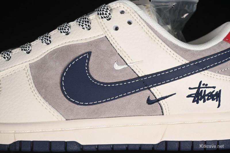 Nike SB Dunk Low Stussy Anniversary High-End Custom Sneakers with Blue Swoosh - SJ1089-003