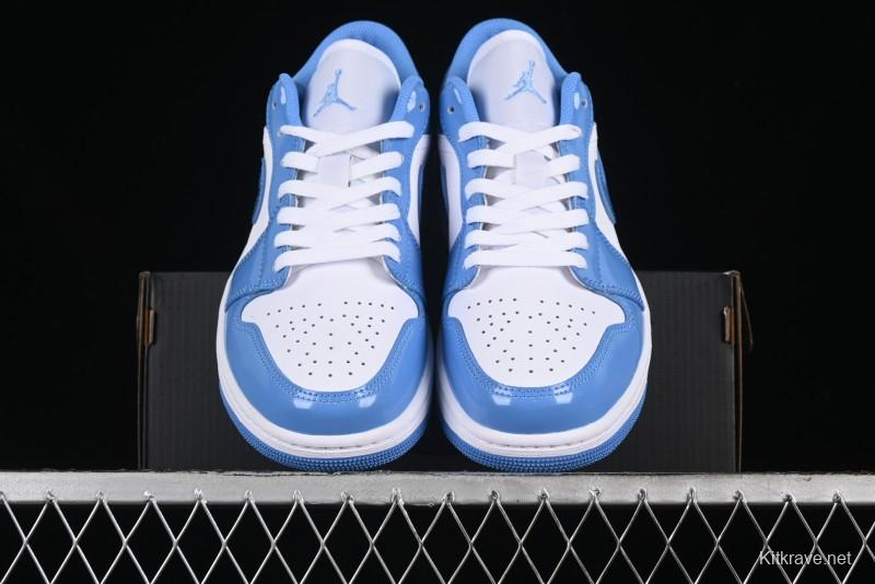Nike Air Jordan 1 Low AJ1 Patent Leather Blue Casual Sneakers - FZ2138-114