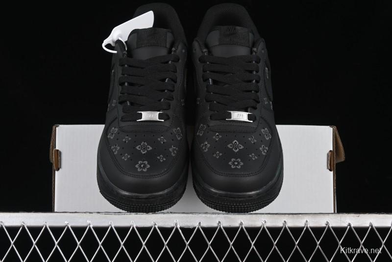 Nike Air Force 1 '07 Low LV Custom All Black Casual Sneakers - 315122-101