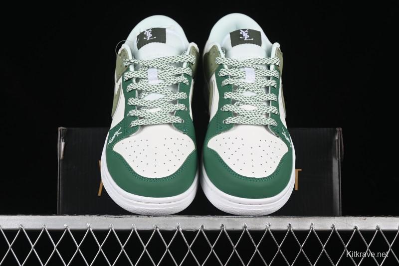 Nike SB Dunk Low Saint Laurent Series - White Green Swoosh Anniversary High-End Custom Low-Top Casual Sneakers - GF2409-170