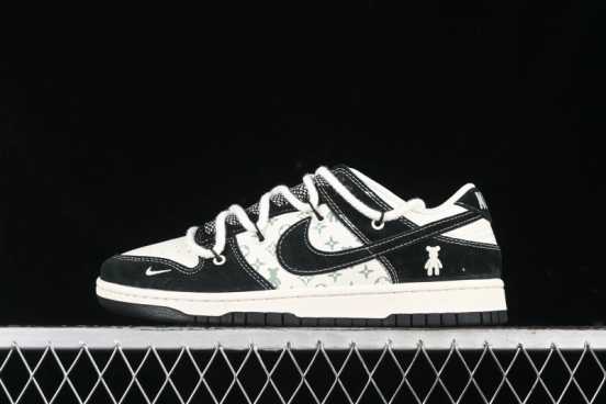 Nike SB Dunk Low Violent Bear Series - Lace-Up Beige with Black Swoosh Anniversary High-End Customized Low-Top Casual Skate Shoes - SJ2068-290