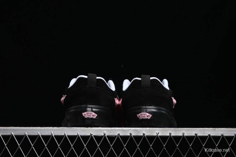 Vans Knu Skool Low Top Retro Sneakers in Black Pink with Big Logo - VN0009QC6BT1
