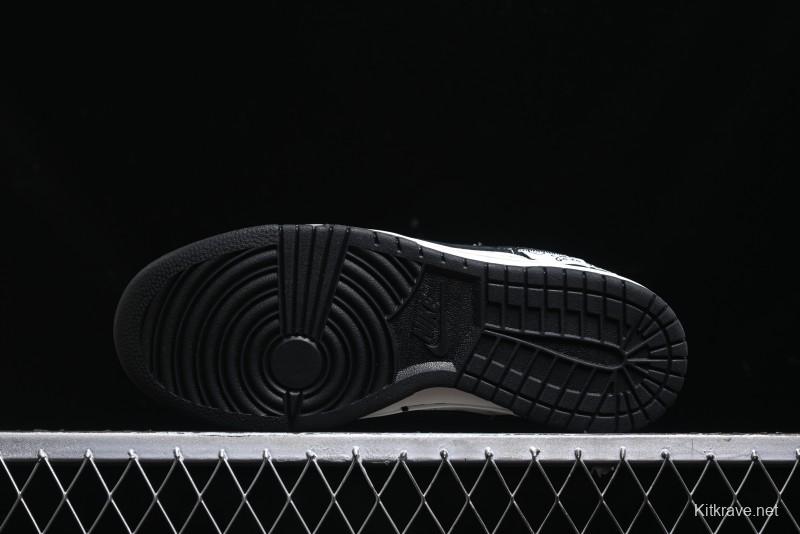 Nike SB Dunk Low Stussy Triple Collaboration - Patchwork Black Swoosh Anniversary Custom Low-Top Casual Skate Shoes - YX5066-222