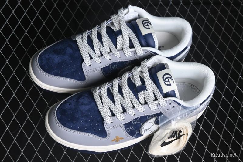 Nike SB Dunk Low Gucci Collaboration - Small Bee Pattern White Swoosh Anniversary High-End Custom Low-Top Casual Sneakers - FC1688-195