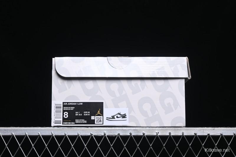 Nike Air Jordan 1 Low AJ1 The North Face Collaboration - Custom Premium Pigskin Dark Green Retro Basketball Shoes - DM9188-004