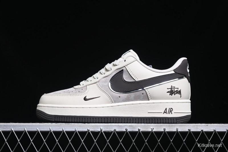 Nike Air Force 1 '07 Low Stussy Collaboration - White Black Sole Low-Top Casual Sneakers - XZ6188-279