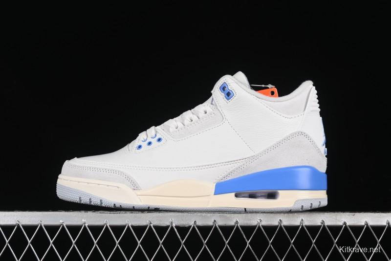 Nike Air Jordan 3 Retro "Lucky Shorts" Basketball Shoes with University Blue and White Colorway - CT8532-101
