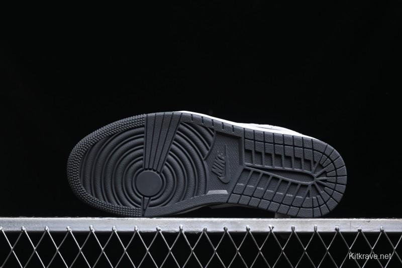 Nike Air Jordan 1 Low Stussy Collaboration - Grey Pigskin Black Base Retro Basketball Shoes - XX3318-968