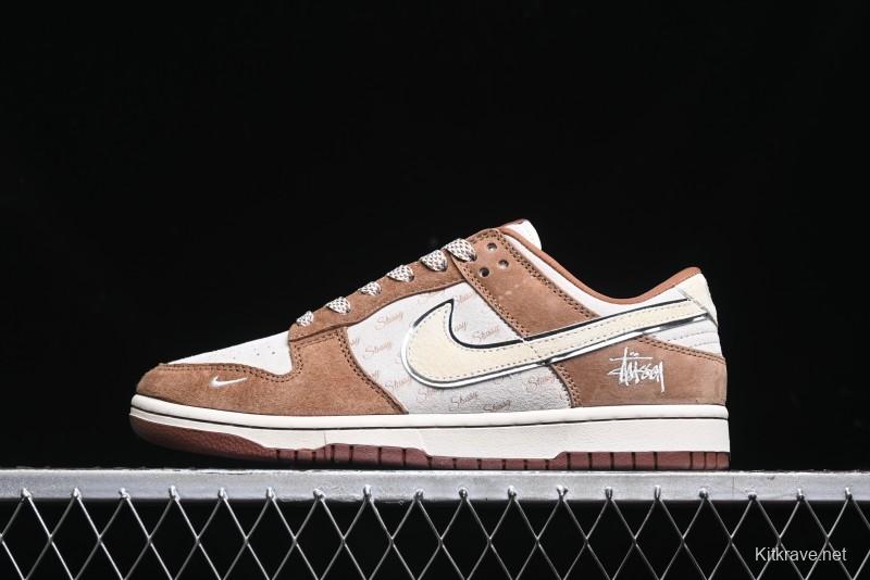 Nike SB Dunk Low Stussy Collaboration - Mummy Brown Anniversary Custom Low-Top Casual Sneakers - XX3168-601
