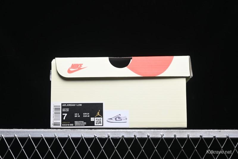Nike Air Jordan 1 Low Stussy Collaboration - Grey Pigskin Black Base Retro Basketball Shoes - XX3318-968