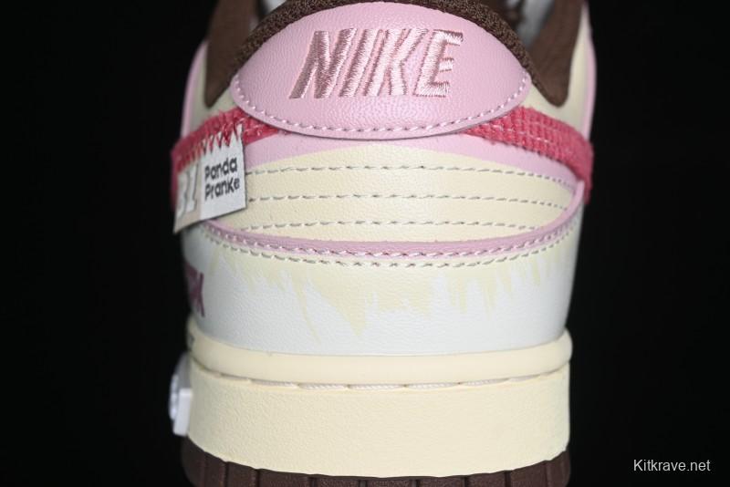 Nike Dunk Low Retro Casual Sneakers in Brown and Sail with Panda Mischief Skyline Theme - DD1503-124