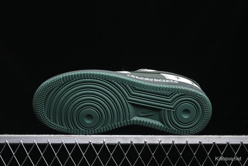 Nike Air Force 1 '07 Low Chrome Hearts Collaboration - Moss Green White Low-Top Casual Sneakers - KK1988-029