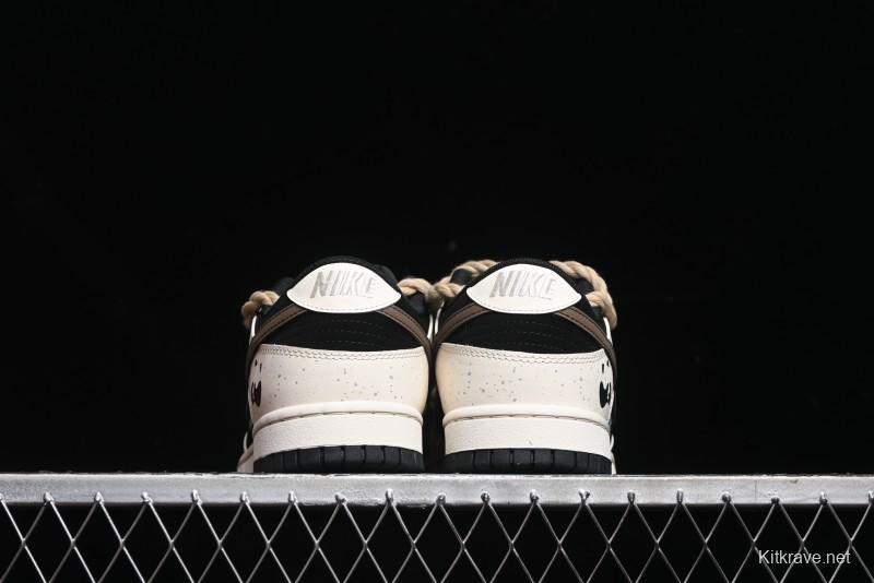 Nike Dunk Low Retro Casual Sneakers with Little Panda and Dopamine Mocha Design - DD1391-100