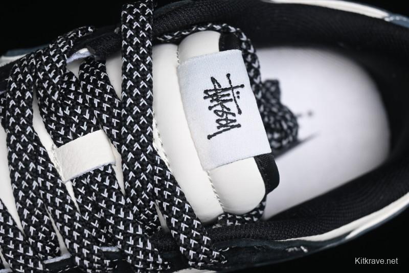 Nike SB Dunk Low Stussy Collaboration - Black White Print Anniversary Custom Low-Top Casual Sneakers - XX3168-212