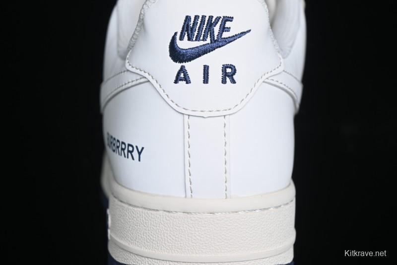 Nike Air Force 1 '07 Low Burberry Collaboration - Off White Navy Blue Patchwork Low Top Casual Sneakers BB8588-222